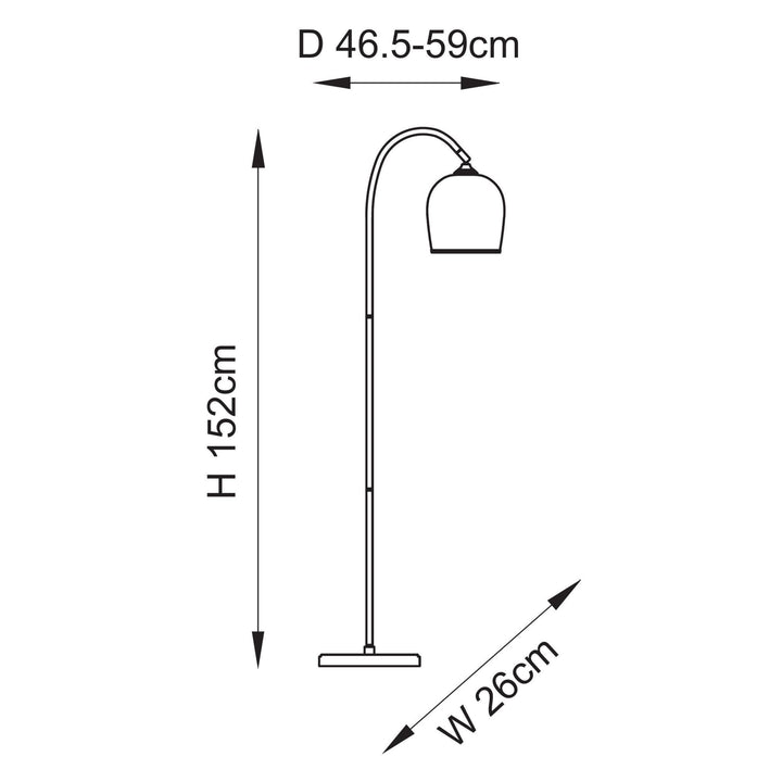 Endon 120620 Ashcroft Floor Lamp Brushed Aged Brass Plate & Clear Glass