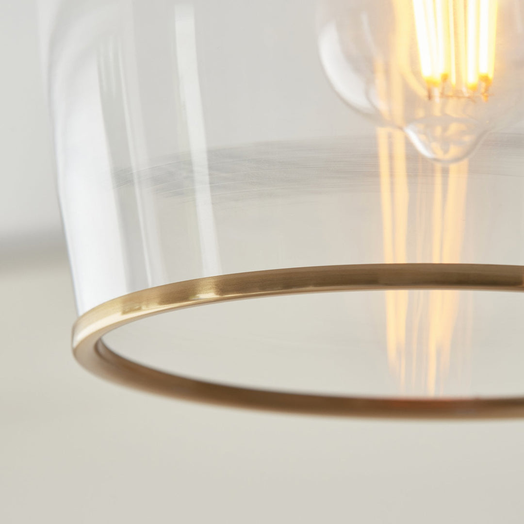 Endon 120622 Ashcroft Flush Ceiling Light Brushed Aged Brass Plate & Clear Glass