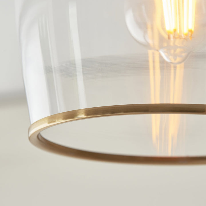 Endon 120622 Ashcroft Flush Ceiling Light Brushed Aged Brass Plate & Clear Glass