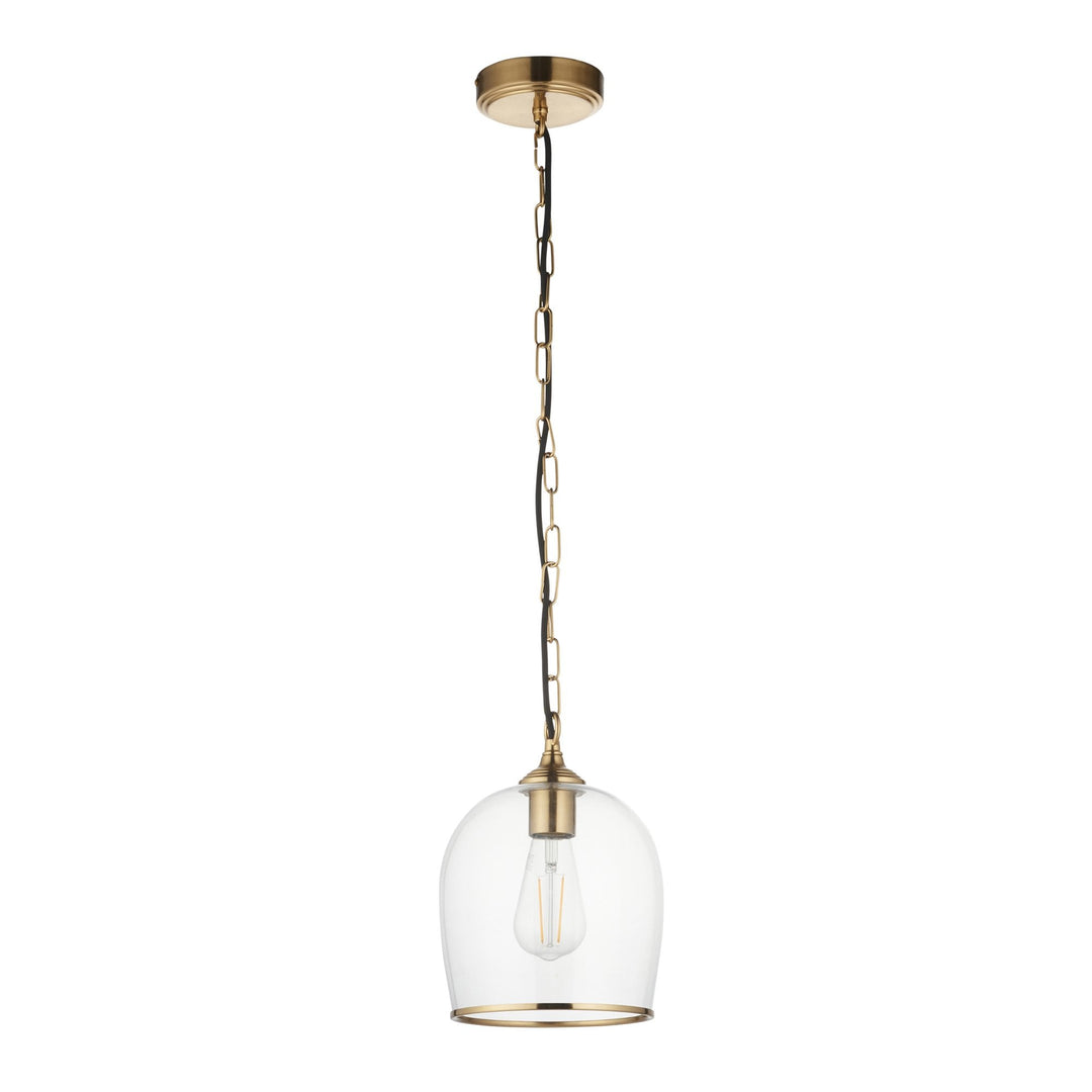 Endon 120624 Ashcroft Pendant Brushed Aged Brass Plate & Clear Glass