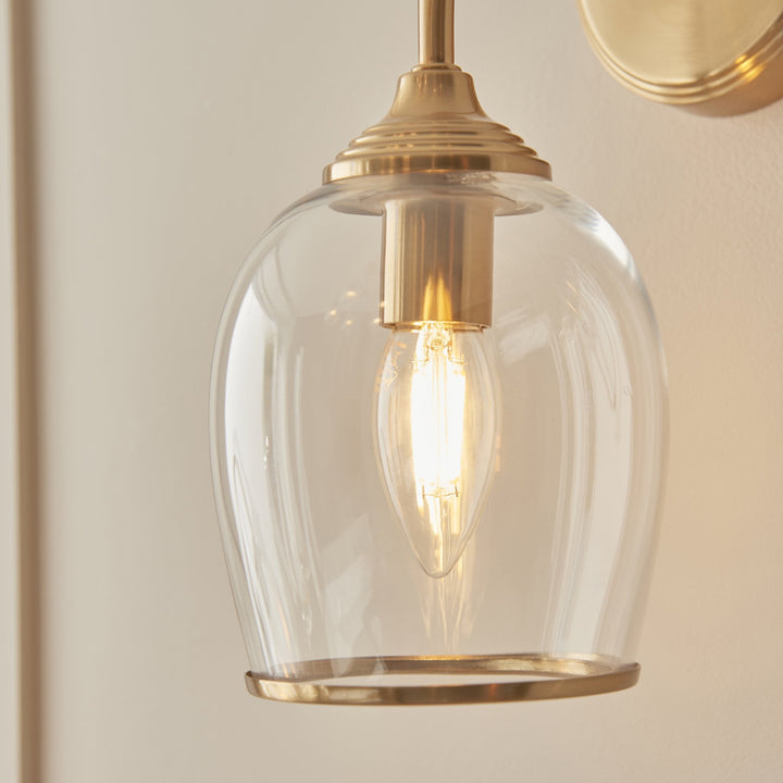 Endon 120626 Ashcroft Wall Light Brushed Aged Brass Plate & Clear Glass