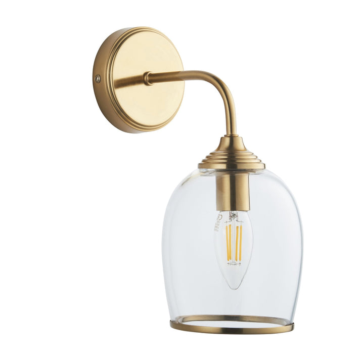 Endon 120626 Ashcroft Wall Light Brushed Aged Brass Plate & Clear Glass
