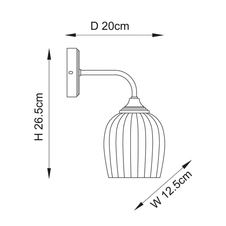 Endon 120627 Ashcroft Ribbed Wall Light Brushed Aged Brass Plate & Clear Ribbed Glass