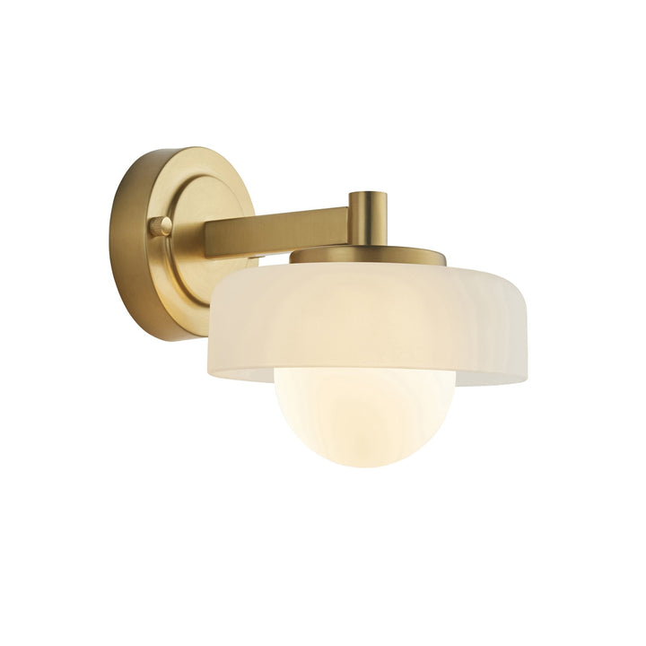 Endon 120630 Boss Wall Light Brushed Aged Brass Plate With Frosted & Opal Glass