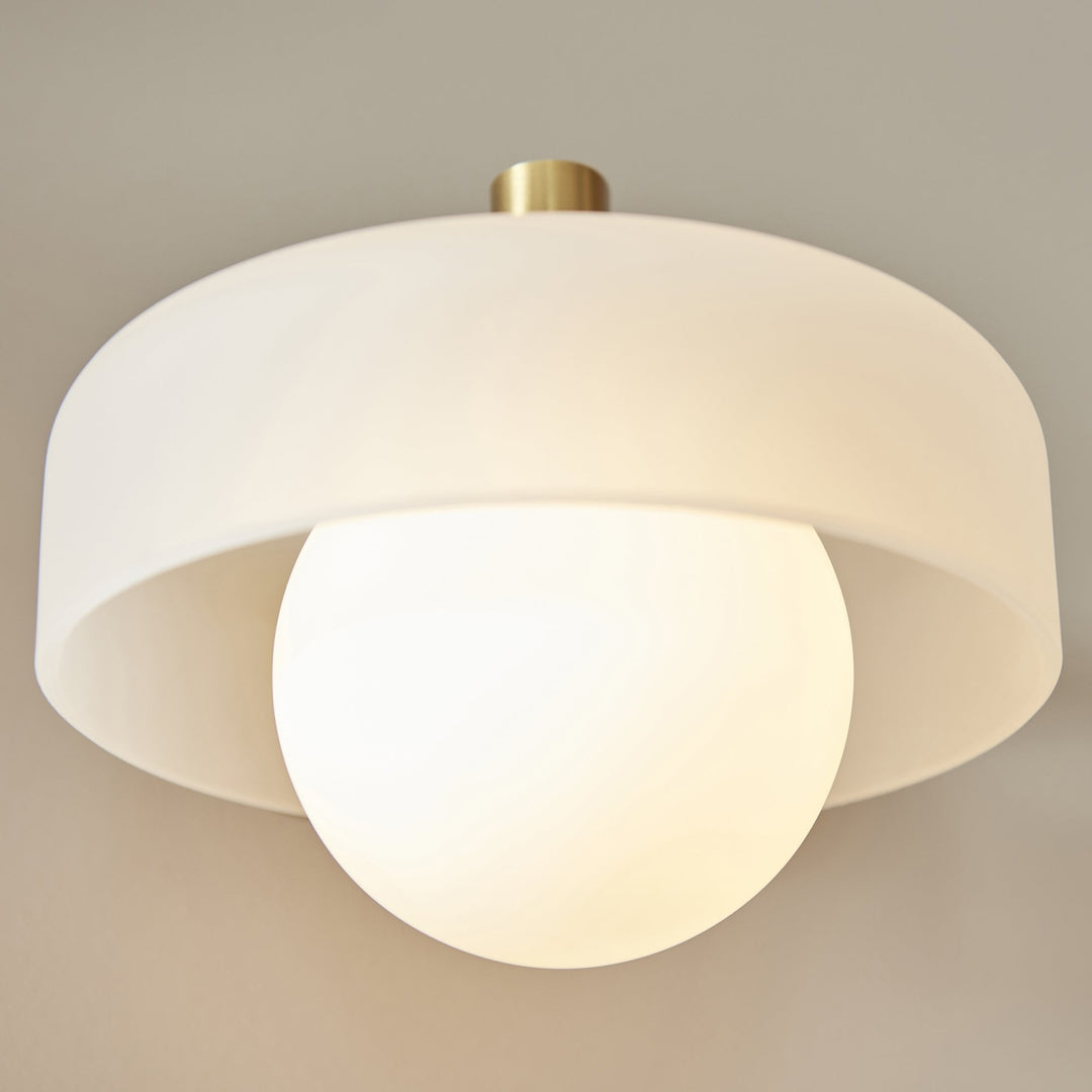 Endon 120630 Boss Wall Light Brushed Aged Brass Plate With Frosted & Opal Glass