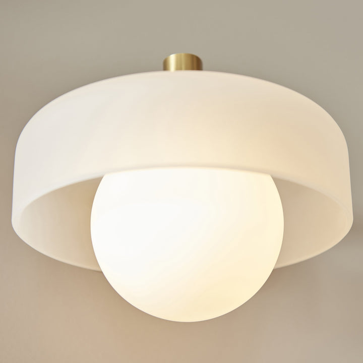 Endon 120630 Boss Wall Light Brushed Aged Brass Plate With Frosted & Opal Glass