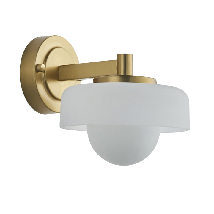 Endon 120630 Boss Wall Light Brushed Aged Brass Plate With Frosted & Opal Glass