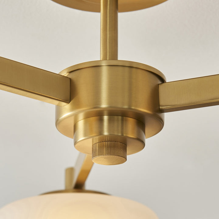 Endon 120631 Boss 3 Light Semi Flush Ceiling Light Brushed Aged Brass Plate With Frosted & Opal Glass
