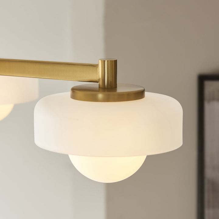 Endon 120631 Boss 3 Light Semi Flush Ceiling Light Brushed Aged Brass Plate With Frosted & Opal Glass