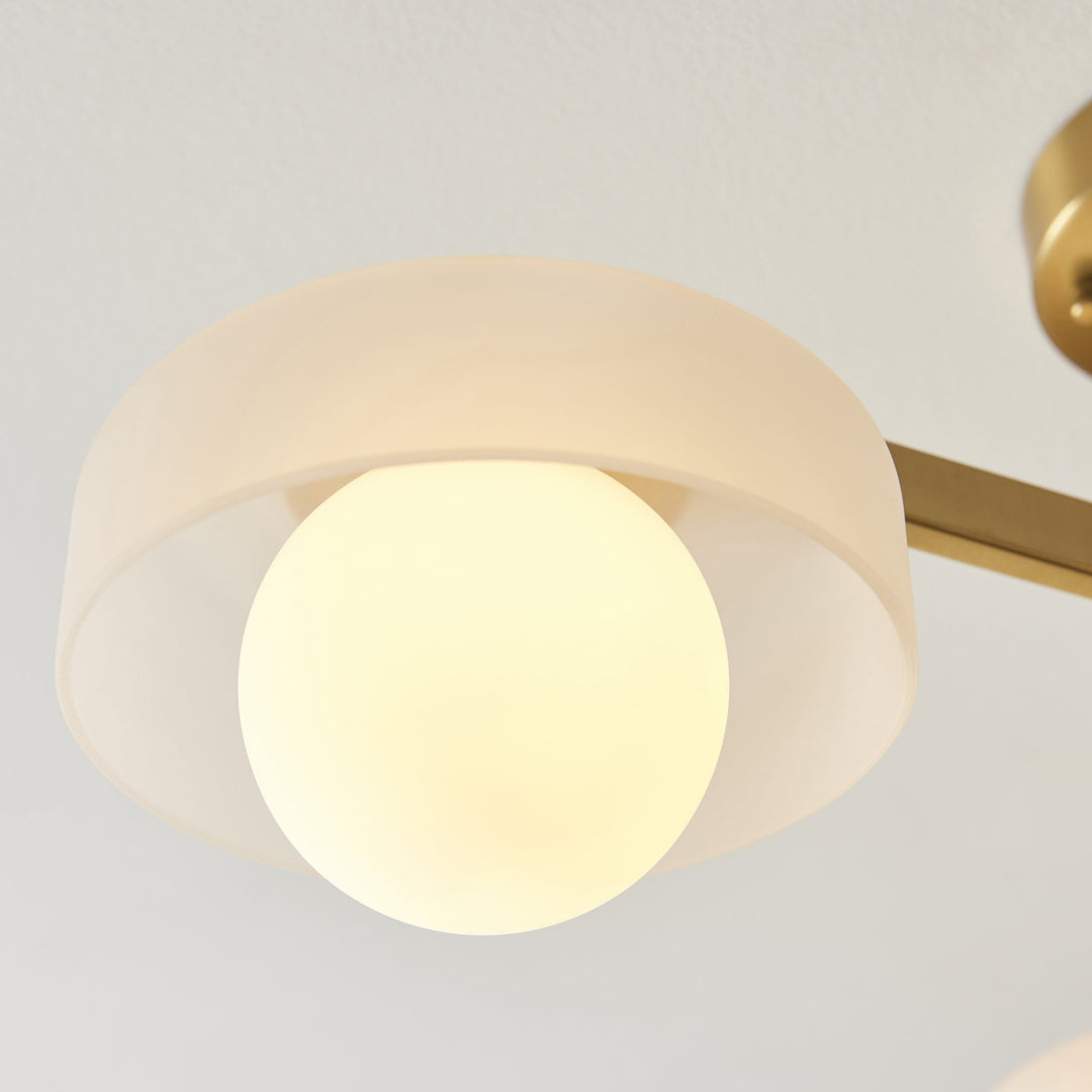 Endon 120631 Boss 3 Light Semi Flush Ceiling Light Brushed Aged Brass Plate With Frosted & Opal Glass