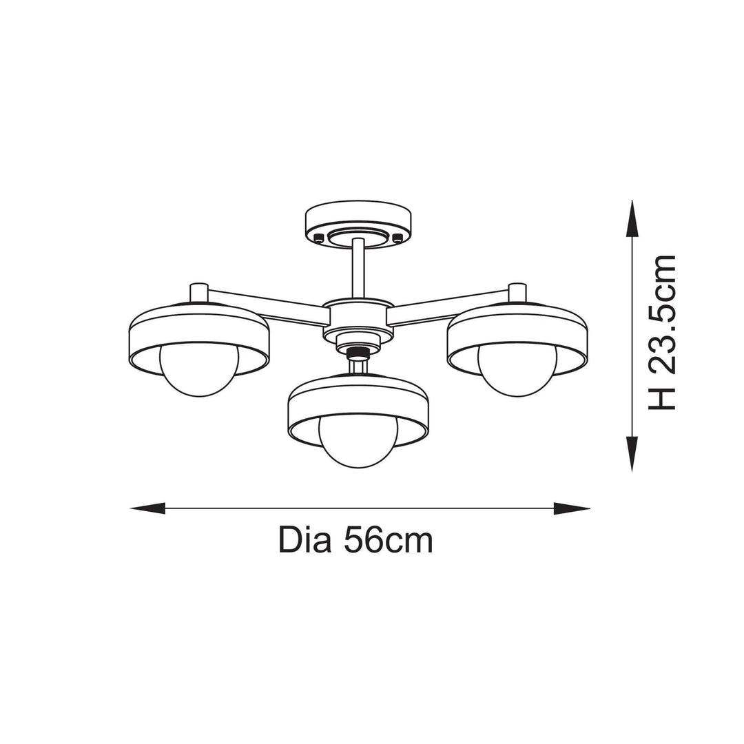 Endon 120631 Boss 3 Light Semi Flush Ceiling Light Brushed Aged Brass Plate With Frosted & Opal Glass