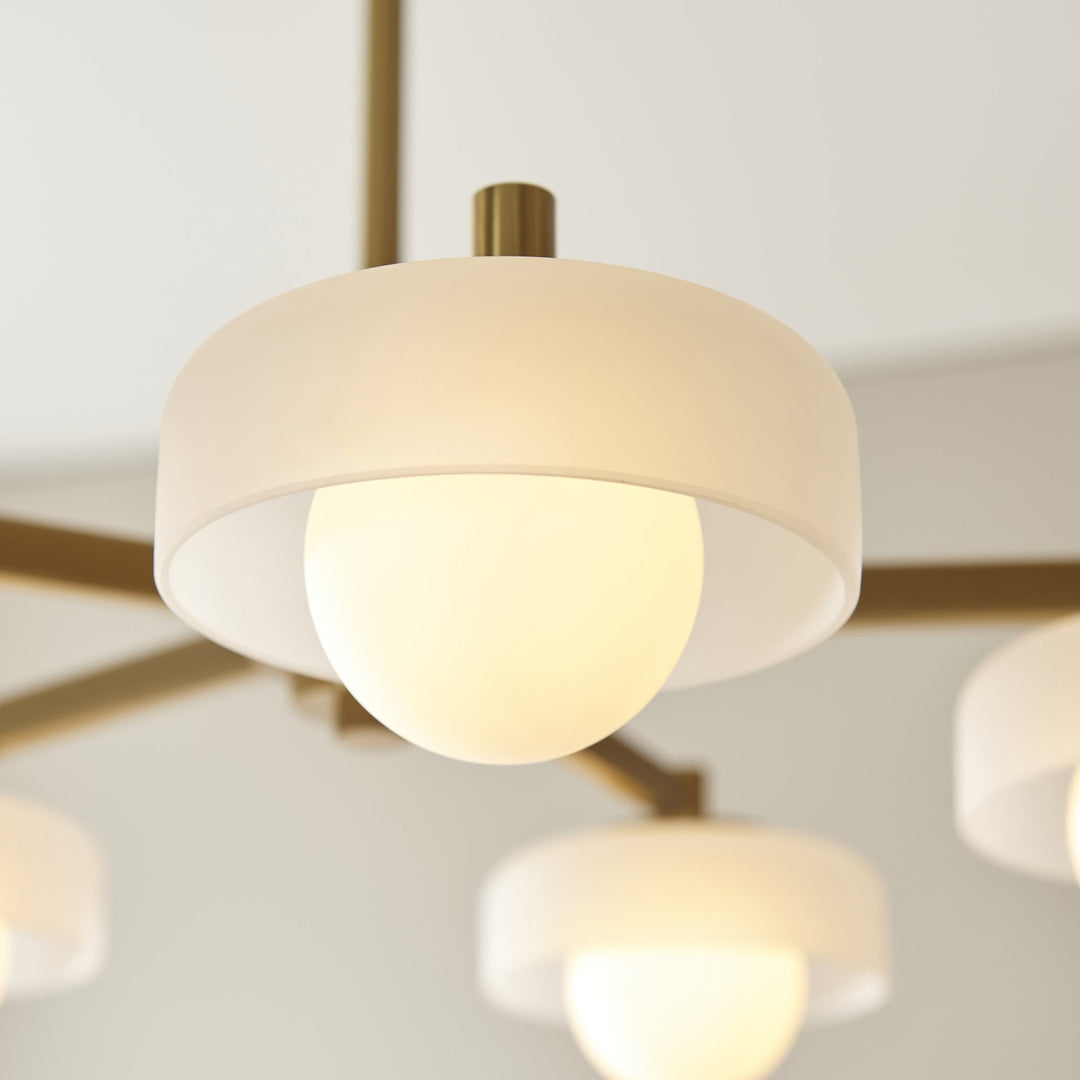 Endon 120632 Boss 5 Light Pendant Brushed Aged Brass Plate With Frosted & Opal Glass