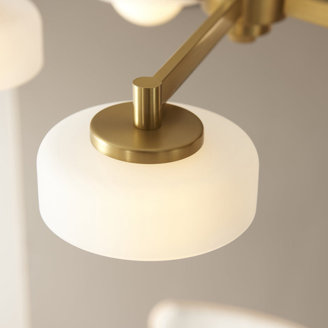 Endon 120632 Boss 5 Light Pendant Brushed Aged Brass Plate With Frosted & Opal Glass