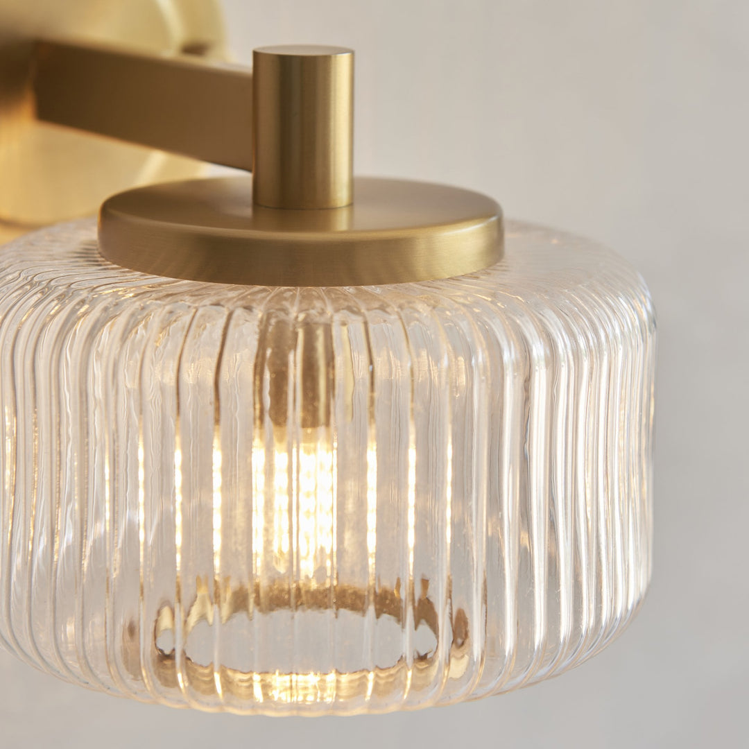 Endon 120633 Stamford Wall Light Brushed Aged Brass Plate & Clear Ribbed Glass