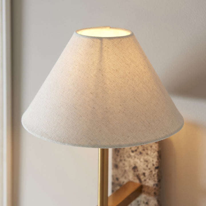 Endon 120636 Faro Wall Light Dark Brown Emperador Marble &amp; Vintage Brass With Natural Linen