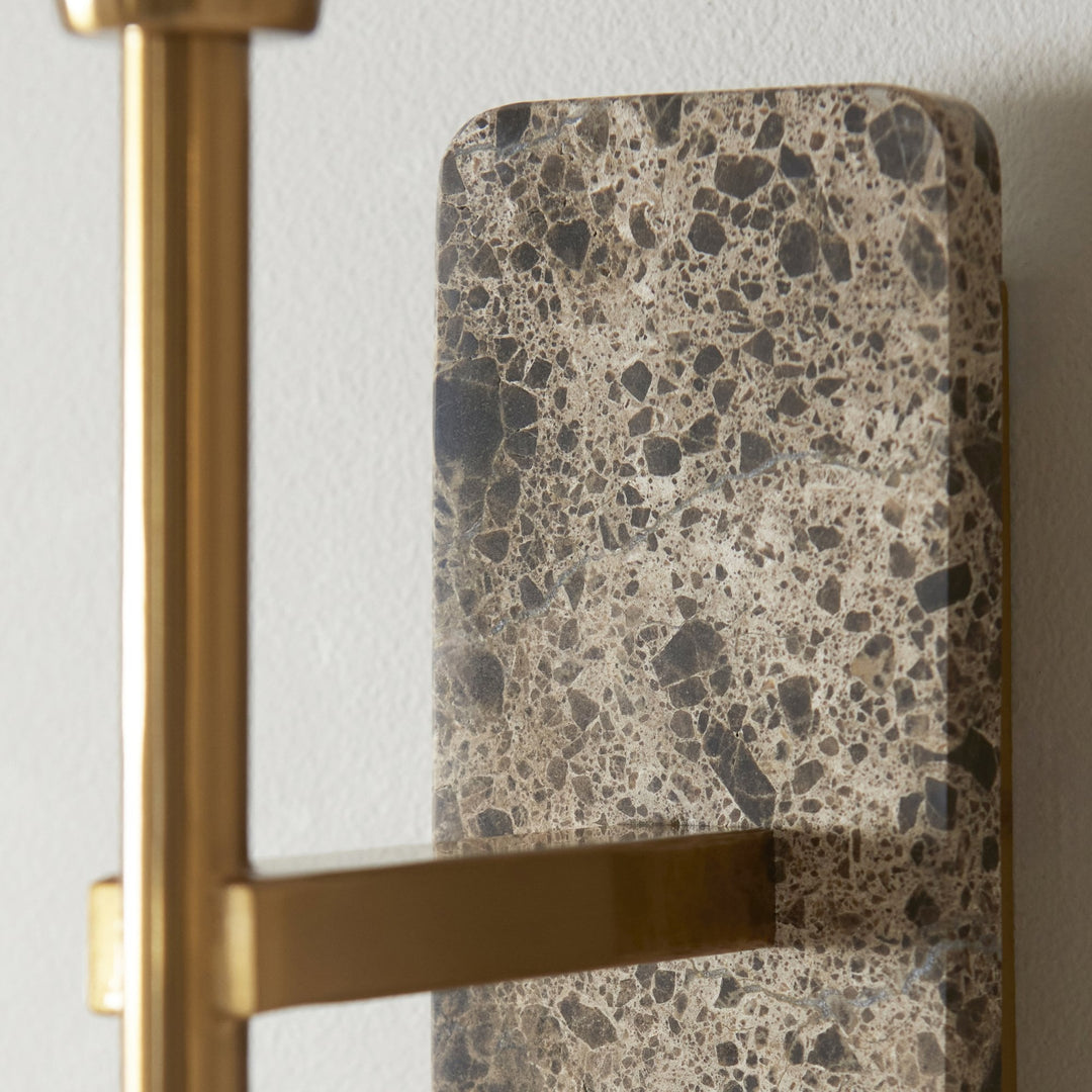 Endon 120636 Faro Wall Light Dark Brown Emperador Marble &amp; Vintage Brass With Natural Linen