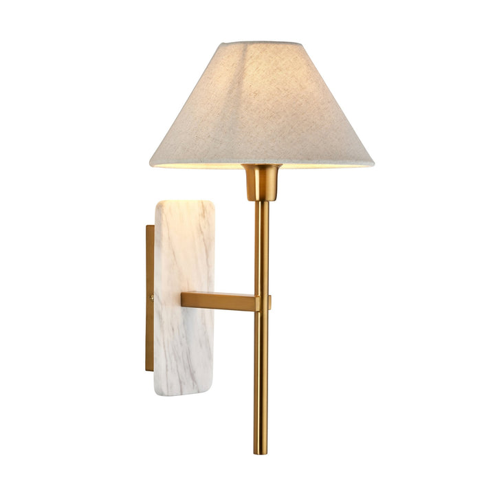 Endon 120638 Faro Wall Light White Volakas Marble & Vintage Brass With Natural Linen