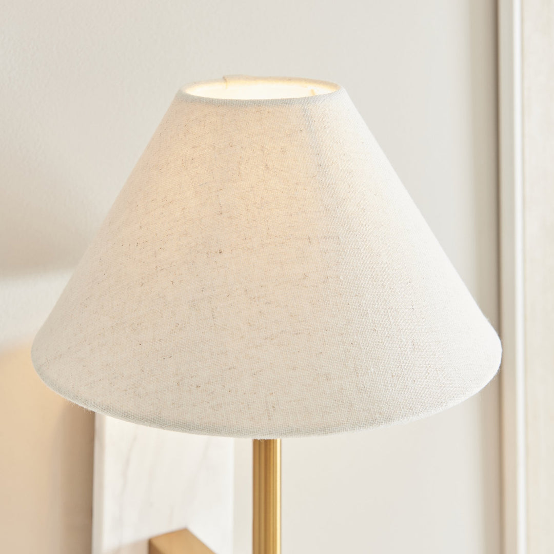 Endon 120638 Faro Wall Light White Volakas Marble & Vintage Brass With Natural Linen