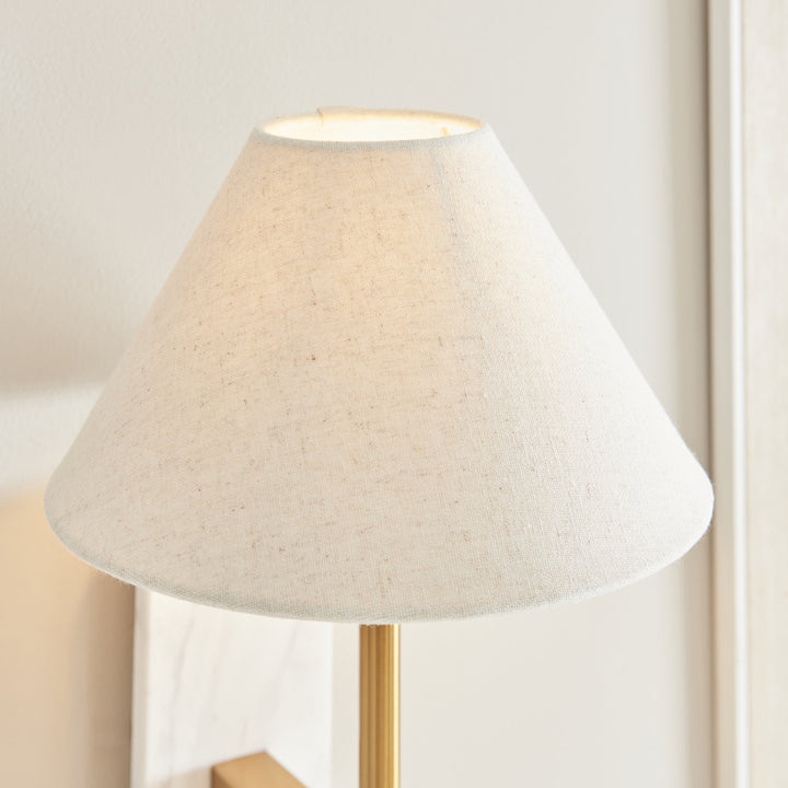 Endon 120638 Faro Wall Light White Volakas Marble & Vintage Brass With Natural Linen
