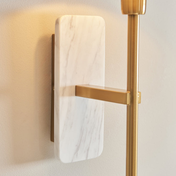 Endon 120638 Faro Wall Light White Volakas Marble & Vintage Brass With Natural Linen