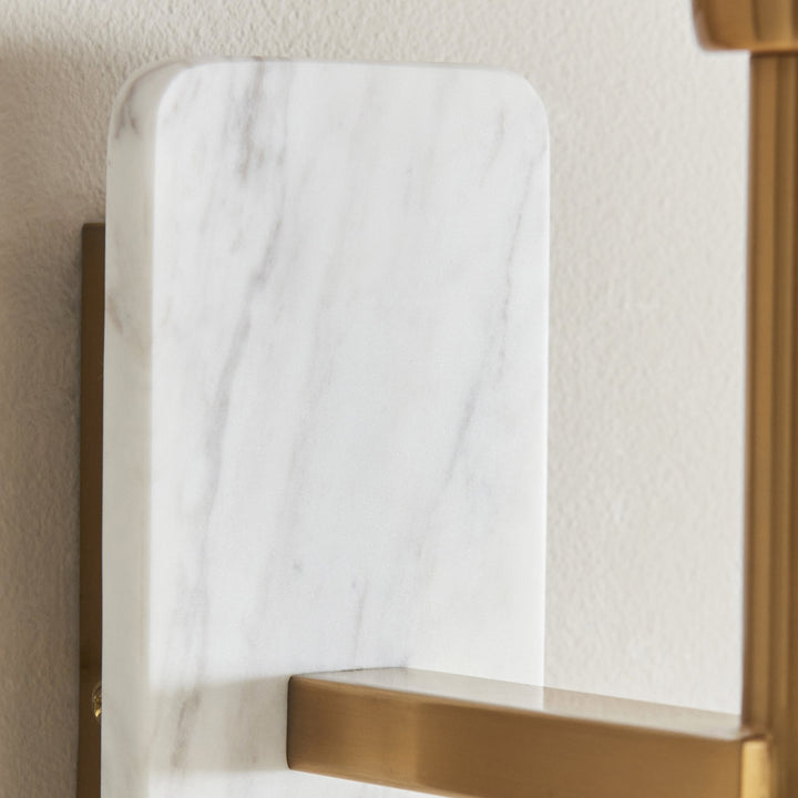 Endon 120638 Faro Wall Light White Volakas Marble & Vintage Brass With Natural Linen