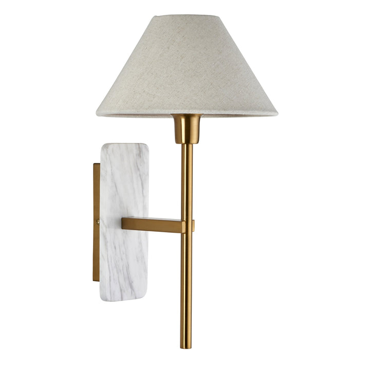 Endon 120638 Faro Wall Light White Volakas Marble & Vintage Brass With Natural Linen