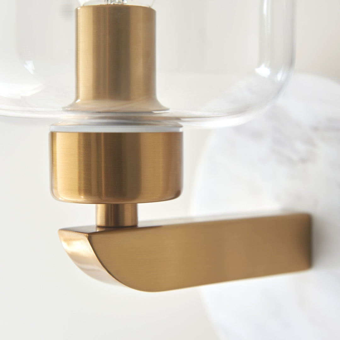 Endon 120660 Travi Wall Light White Volakas Marble, Vintage Brass & Clear Glass
