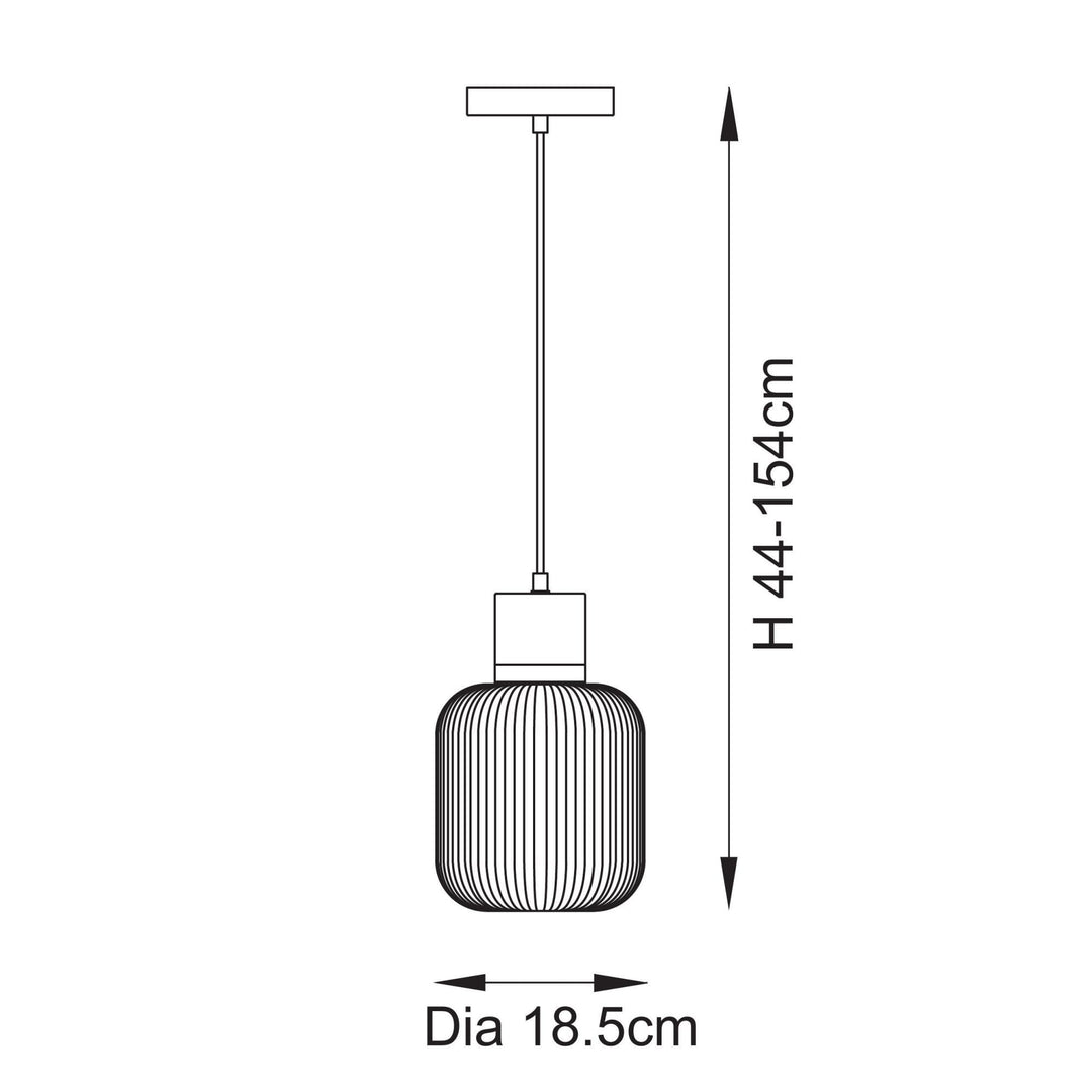 Endon 120664 Travi Ribbed Pendant Natural Travertine, Vintage Brass & Clear Ribbed Glass