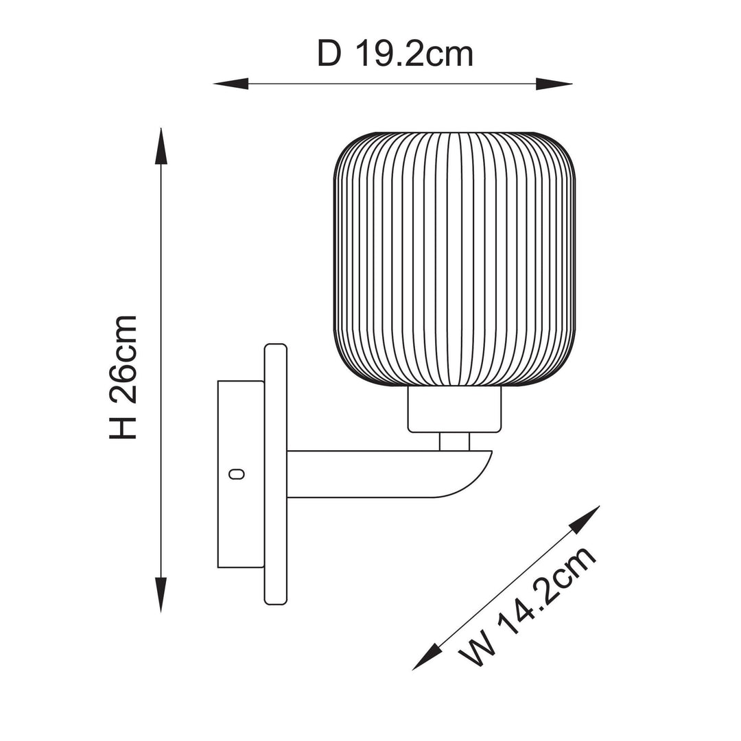 Endon 120666 Travi Ribbed Wall Light White Volakas Marble, Vintage Brass & Clear Ribbed Glass