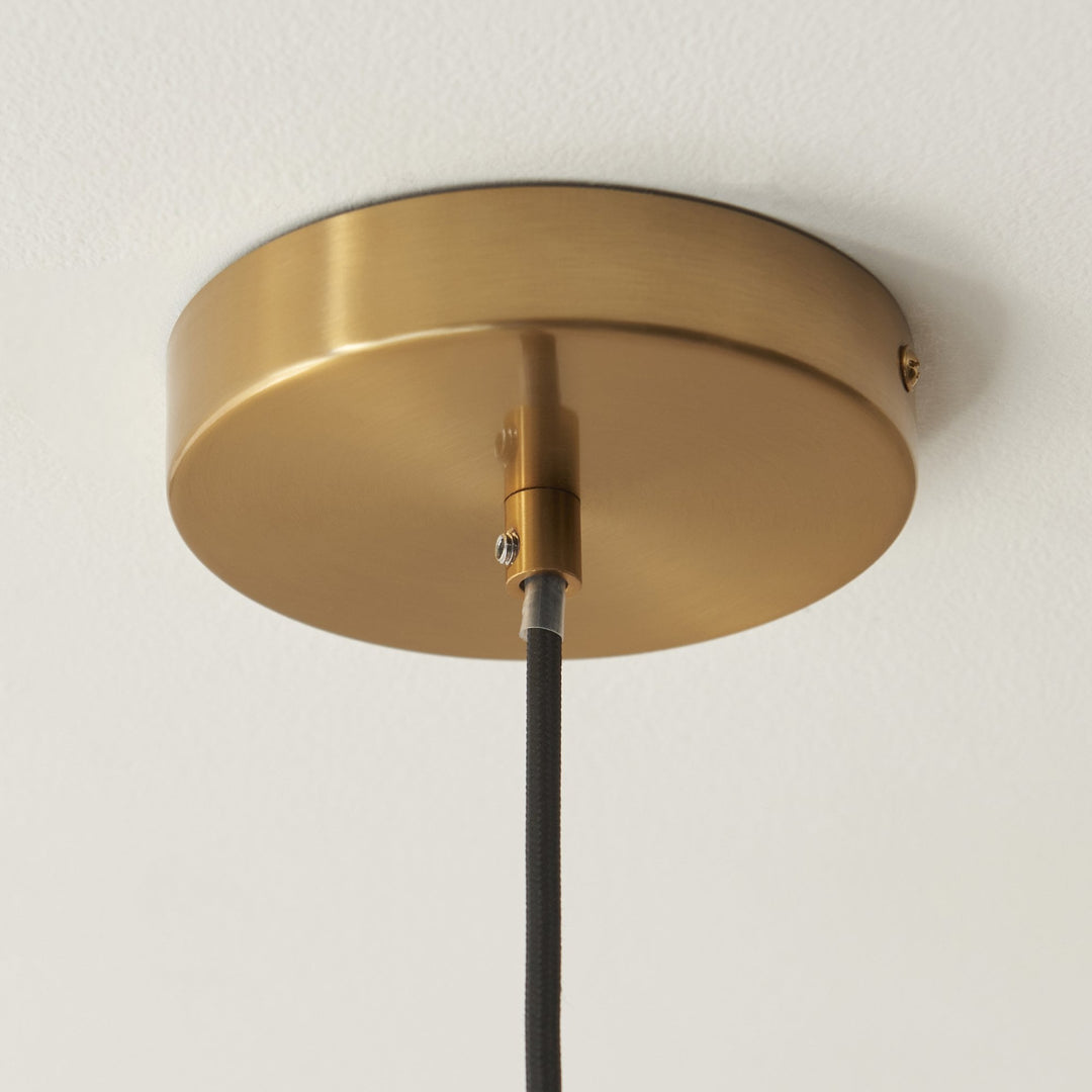 Endon 120667 Travi Ribbed Pendant White Volakas Marble, Vintage Brass & Clear Ribbed Glass