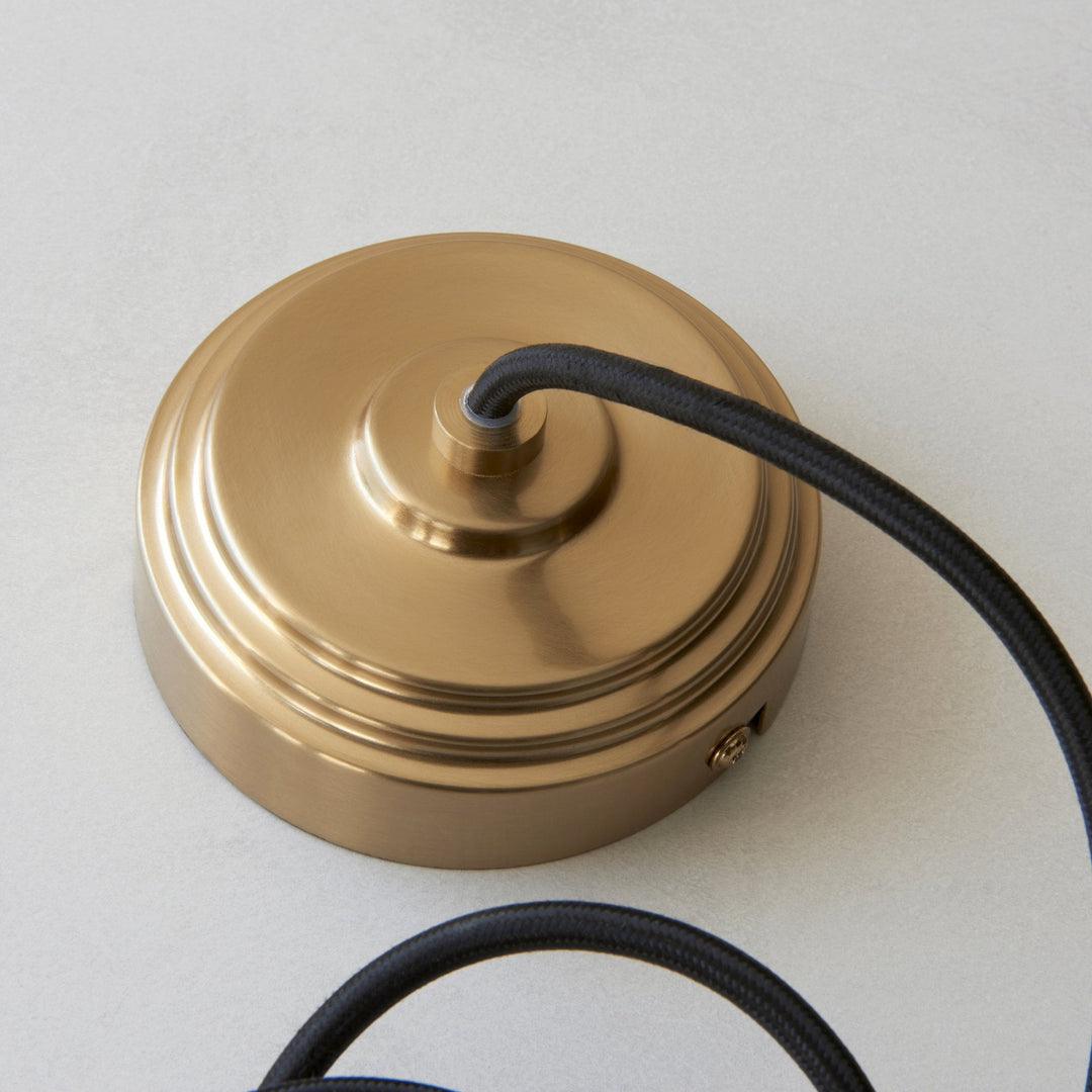 Endon 120750 Eltham & Carnation Pendant Clear Glass & Brushed Aged Brass With Black Braided Cable