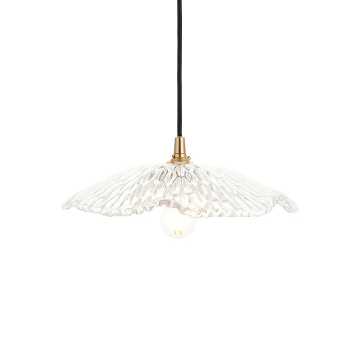Endon 120751 Eltham & Orchid Pendant Clear Glass & Brushed Aged Brass With Black Braided Cable