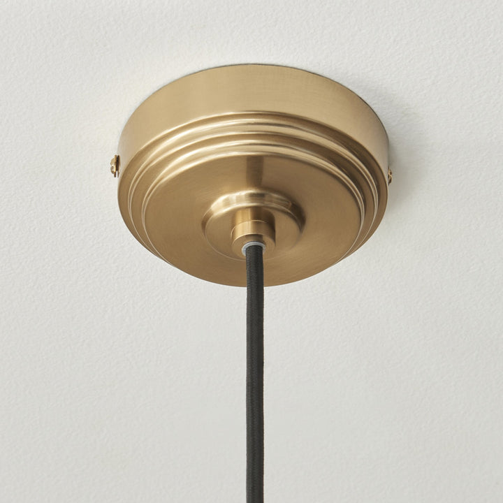 Endon 120752 Eltham & Camellia Pendant Clear Glass, Brushed Aged Brass Plate & Black Braided Flex