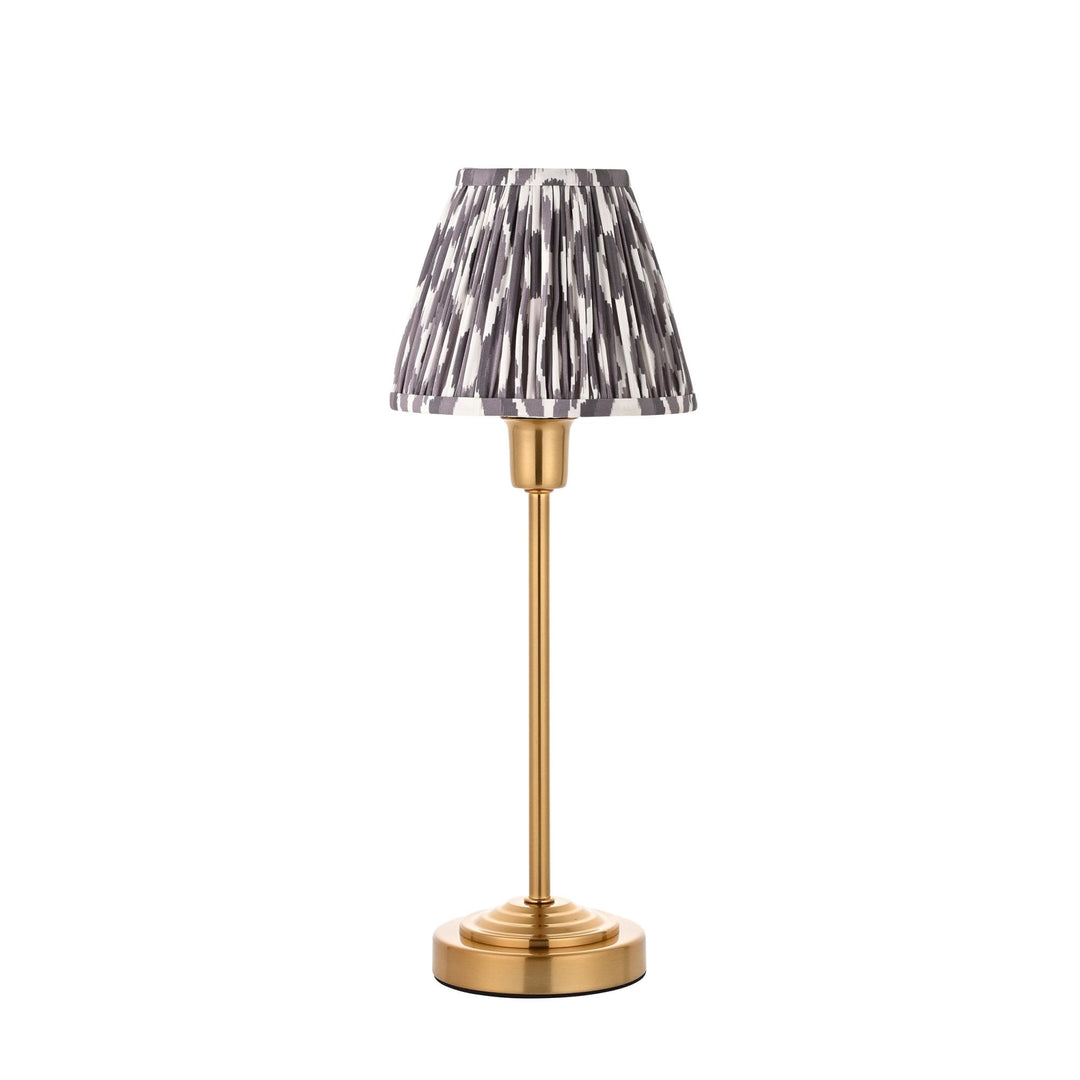 Endon 120754 Rise & Ikat 16cm Table Lamp Vintage Brass Finish & Pearl Grey Fabric