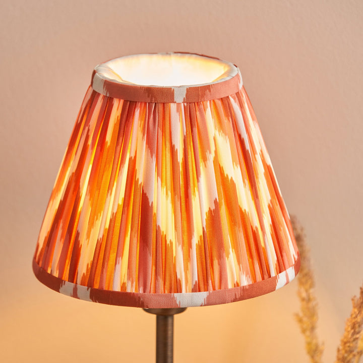 Endon 120755 Rise & Zigzag 16cm Table Lamp Antique Bronze Plate & Apricot Orange Fabric