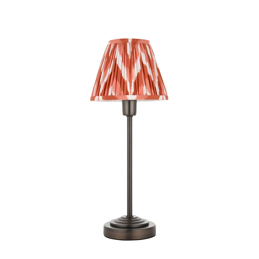 Endon 120755 Rise & Zigzag 16cm Table Lamp Antique Bronze Plate & Apricot Orange Fabric