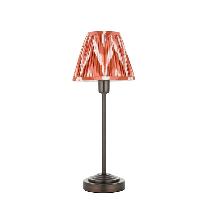 Endon 120755 Rise & Zigzag 16cm Table Lamp Antique Bronze Plate & Apricot Orange Fabric