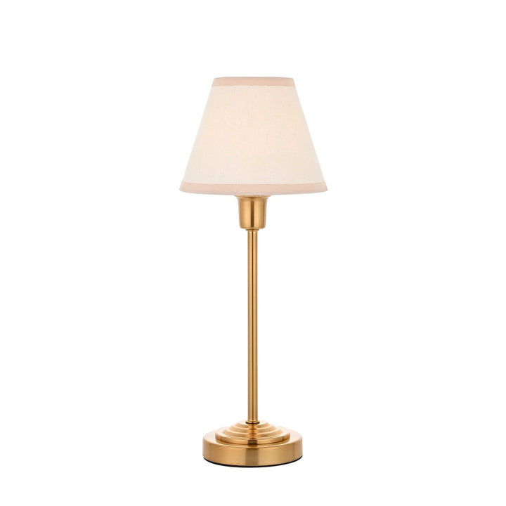 Endon 120937 Rise & Ivy 16cm Table Lamp Vintage Brass Finish & Vintage White Fabric