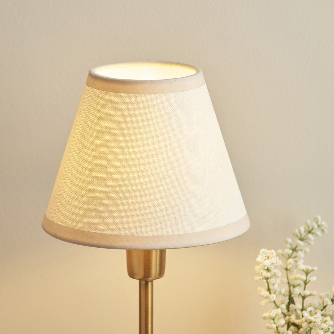 Endon 120937 Rise & Ivy 16cm Table Lamp Vintage Brass Finish & Vintage White Fabric
