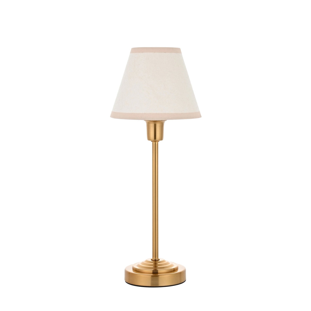 Endon 120937 Rise & Ivy 16cm Table Lamp Vintage Brass Finish & Vintage White Fabric