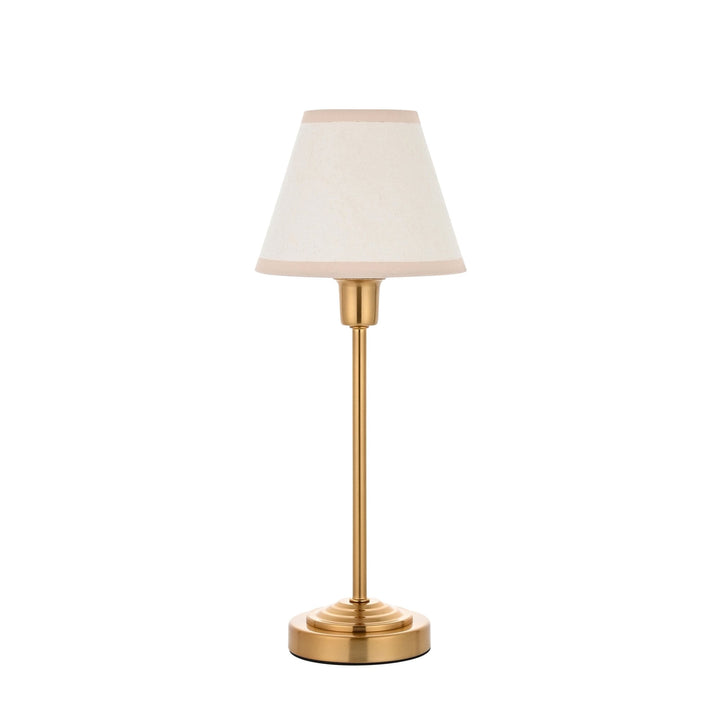 Endon 120937 Rise & Ivy 16cm Table Lamp Vintage Brass Finish & Vintage White Fabric