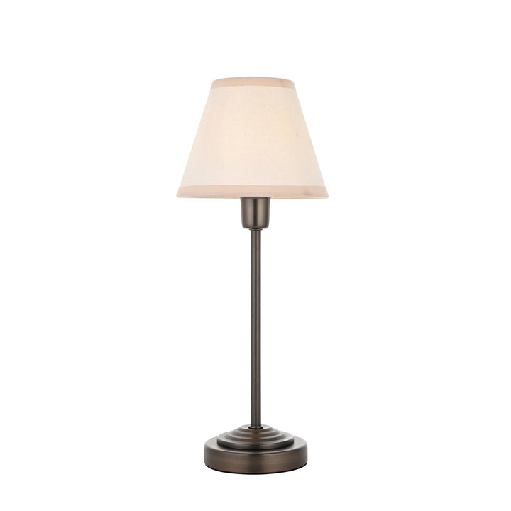 Endon 120938 Rise & Ivy 16cm Table Lamp Antique Bronze Plate & Vintage White Fabric
