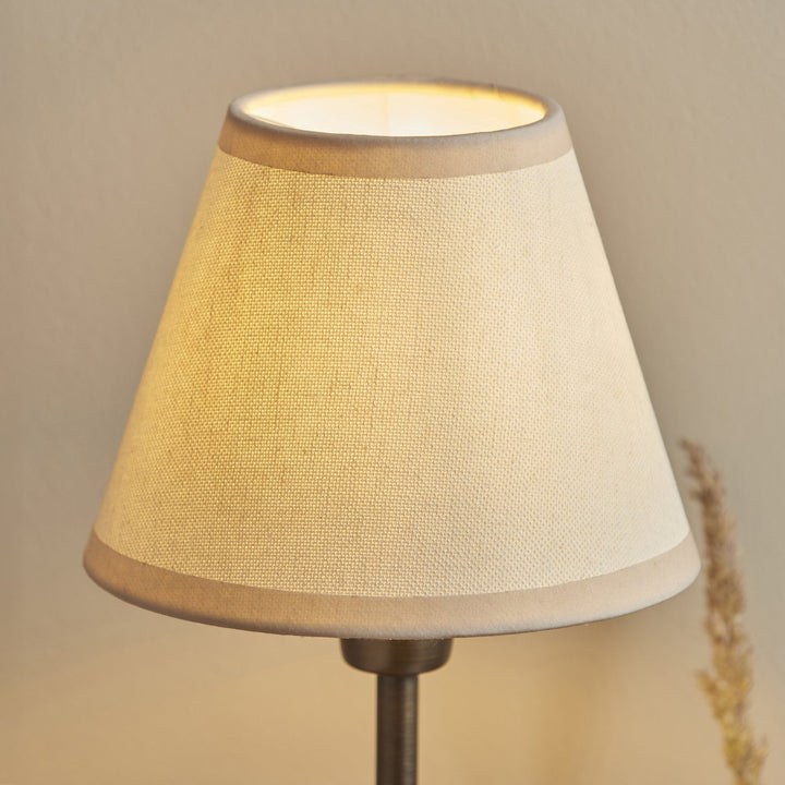 Endon 120938 Rise & Ivy 16cm Table Lamp Antique Bronze Plate & Vintage White Fabric