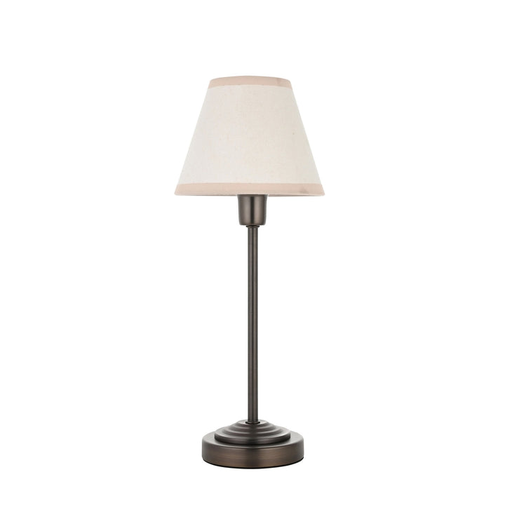 Endon 120938 Rise & Ivy 16cm Table Lamp Antique Bronze Plate & Vintage White Fabric