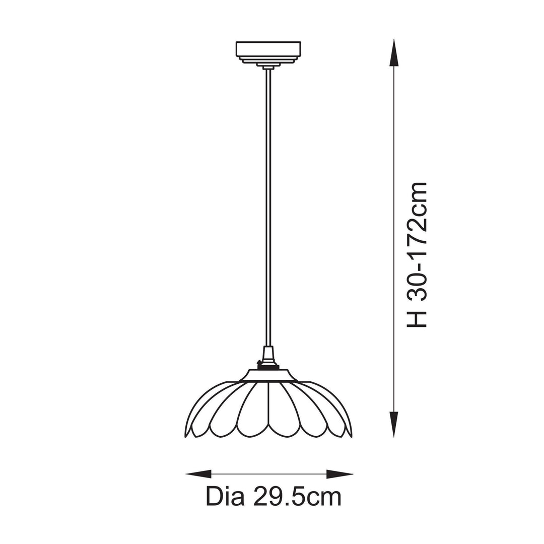 Endon 121003 Eltham & Carnation Pendant Clear Glass & Brushed Aged Brass With Natural Braided Cable