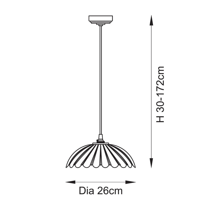 Endon 121005 Eltham & Camellia Pendant Clear Glass & Brushed Aged Brass With Natural Braided Cable