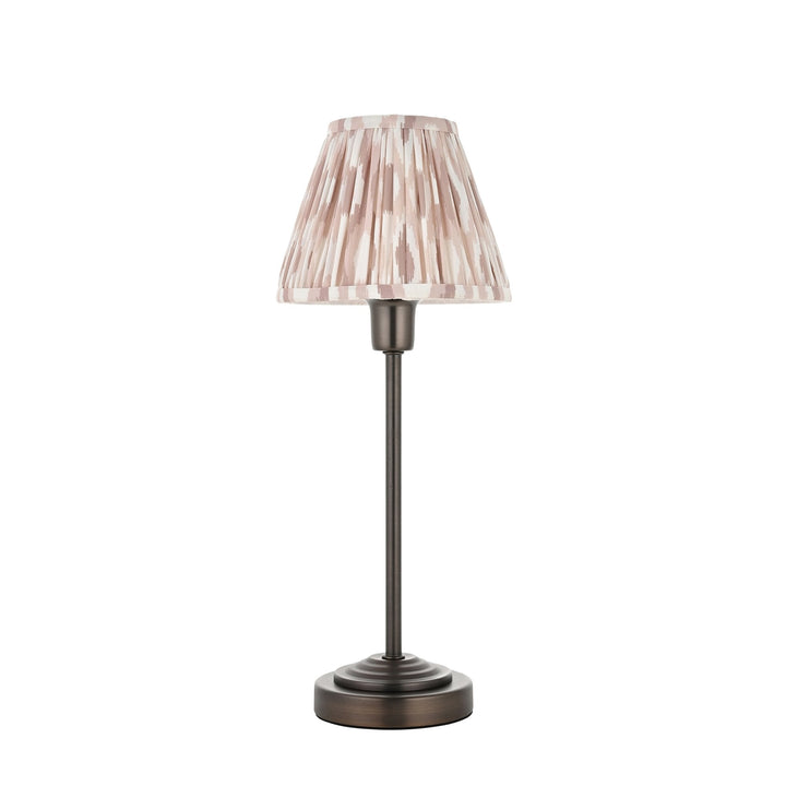 Endon 121006 Rise & Ikat 16cm Table Lamp Antique Bronze Plate & Neutral Print Fabric
