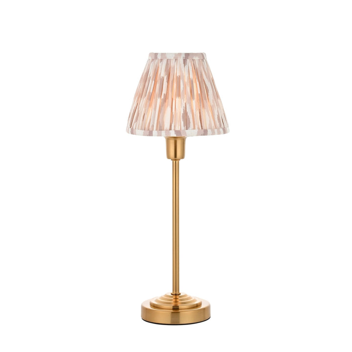 Endon 121014 Rise & Ikat 16cm Table Lamp Vintage Brass Finish & Neutral Print Fabric