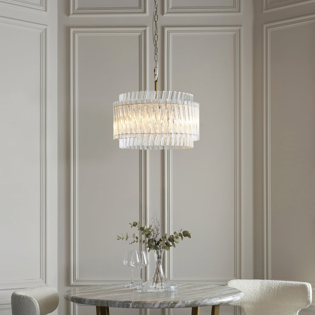 Endon 114214 3 Light Pendant Brushed Aged Brass Plate & Clear Glass