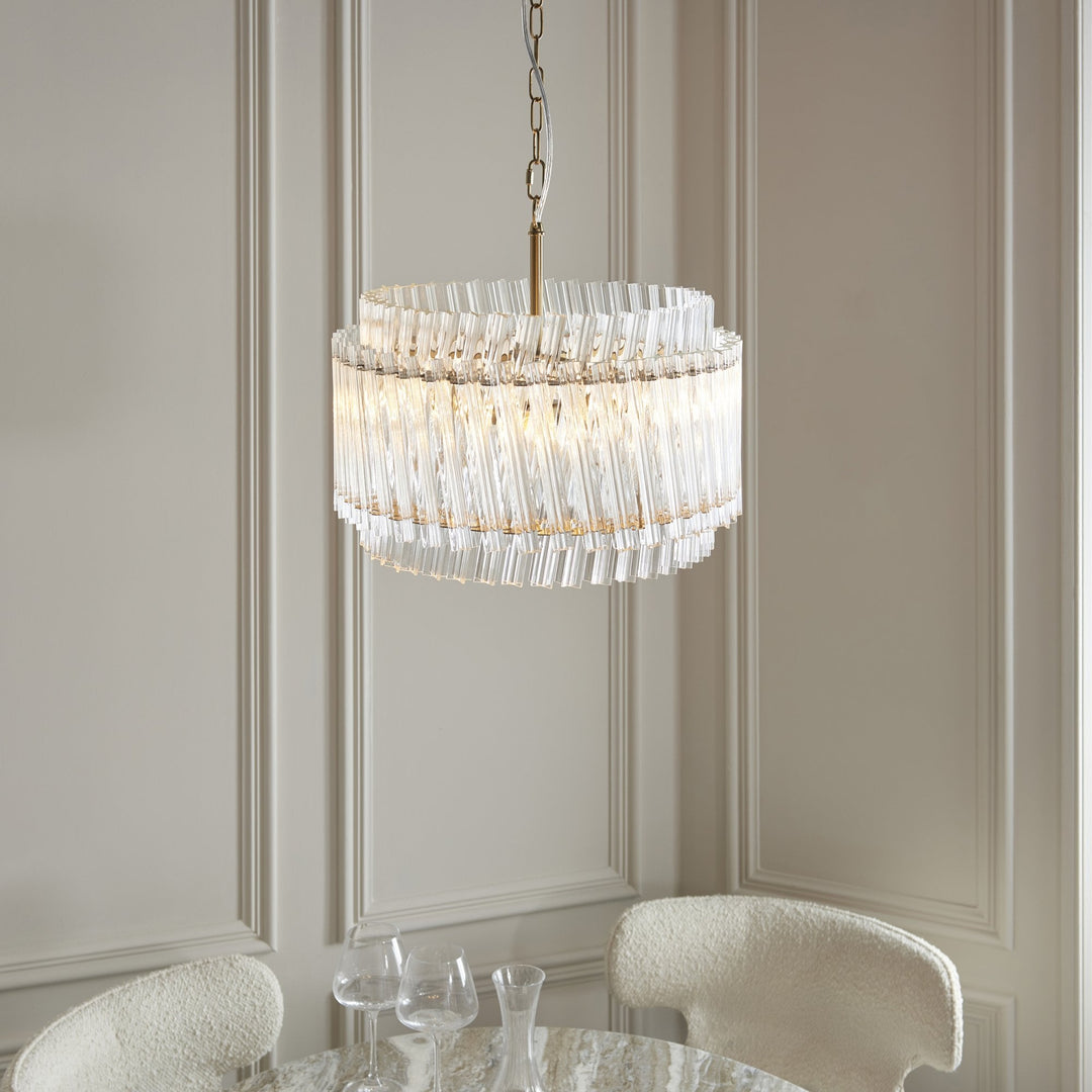 Endon 114214 3 Light Pendant Brushed Aged Brass Plate & Clear Glass